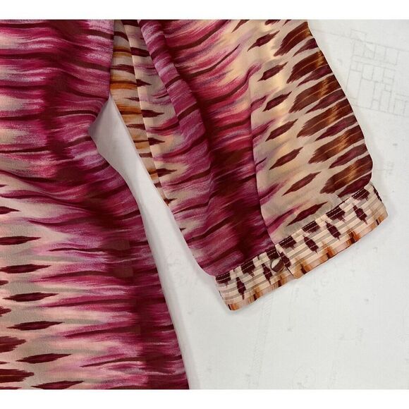 CHICO'S Ikat Tunic Top Semi-Sheer  3/4 Sleeve Button Blouse - Size 1 Small - Picture 9 of 11